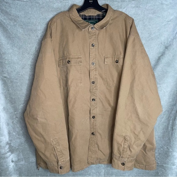 G.H. Bass & Co. Plaid Lined Button Up Shacket Coat 100% Cotton Tan XXL - Picture 3 of 8